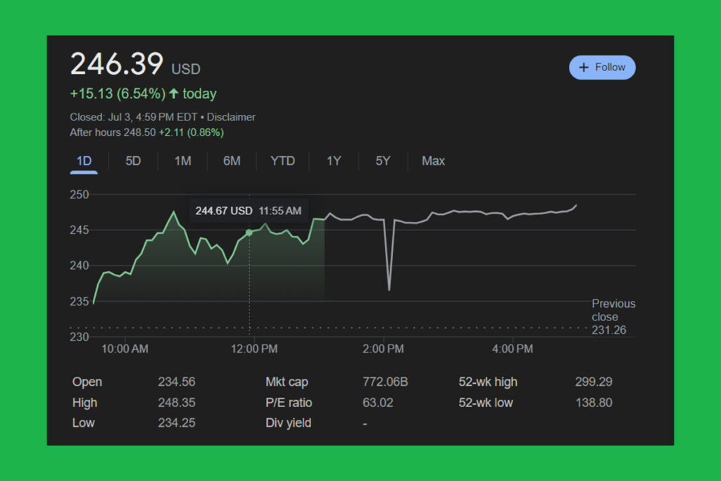 Tesla Share Price Hits New Heights in 2024